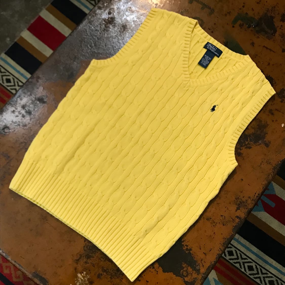 폴로랄프로렌 옐로 코튼 케이블 니트 베스트 여성 44 55 사이즈  상품이미지2