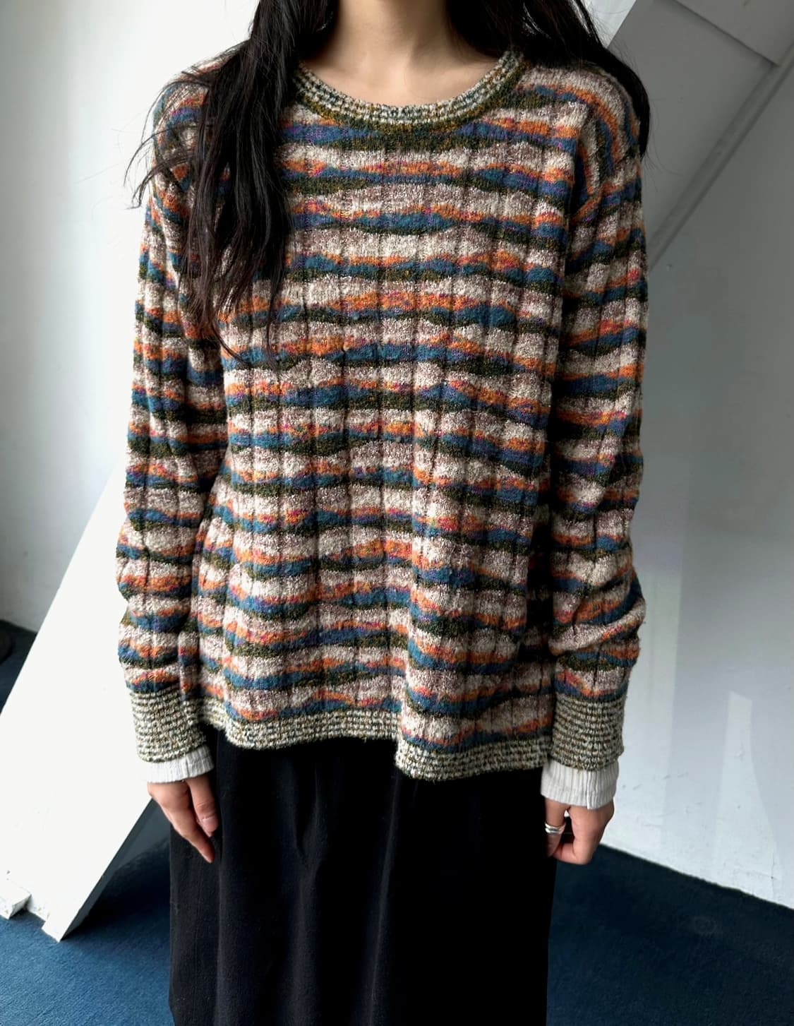 Boucle design multi pattern cloudy knit 상품이미지7