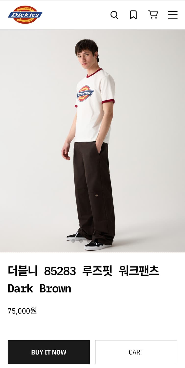 (새제품)(38×30)디키즈 더블니 85283 루즈핏 다크 브라운 상품이미지1