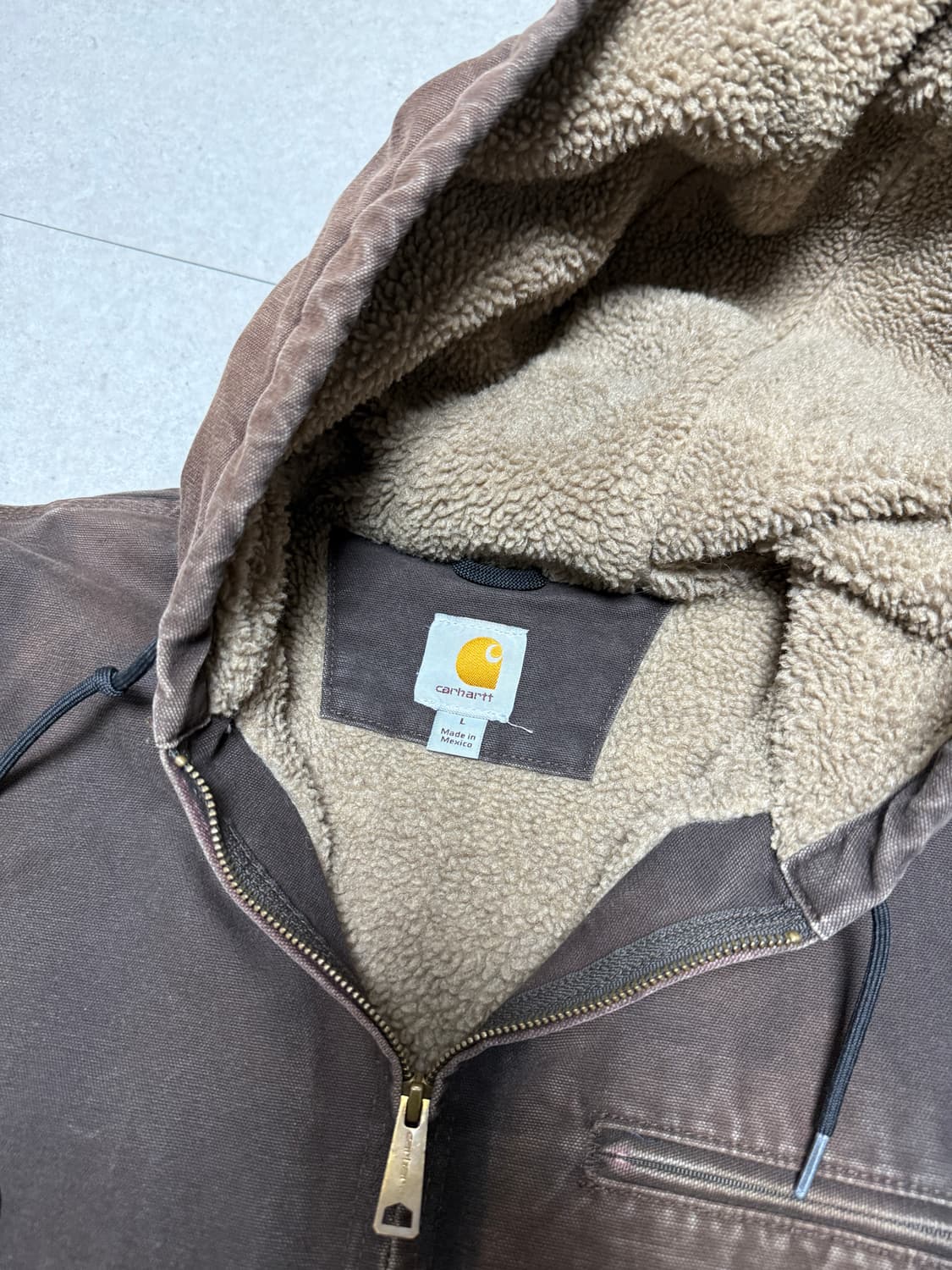 OG 칼하트 j141 라지 디트로이트 시에라자켓 다크브라운 상품이미지6