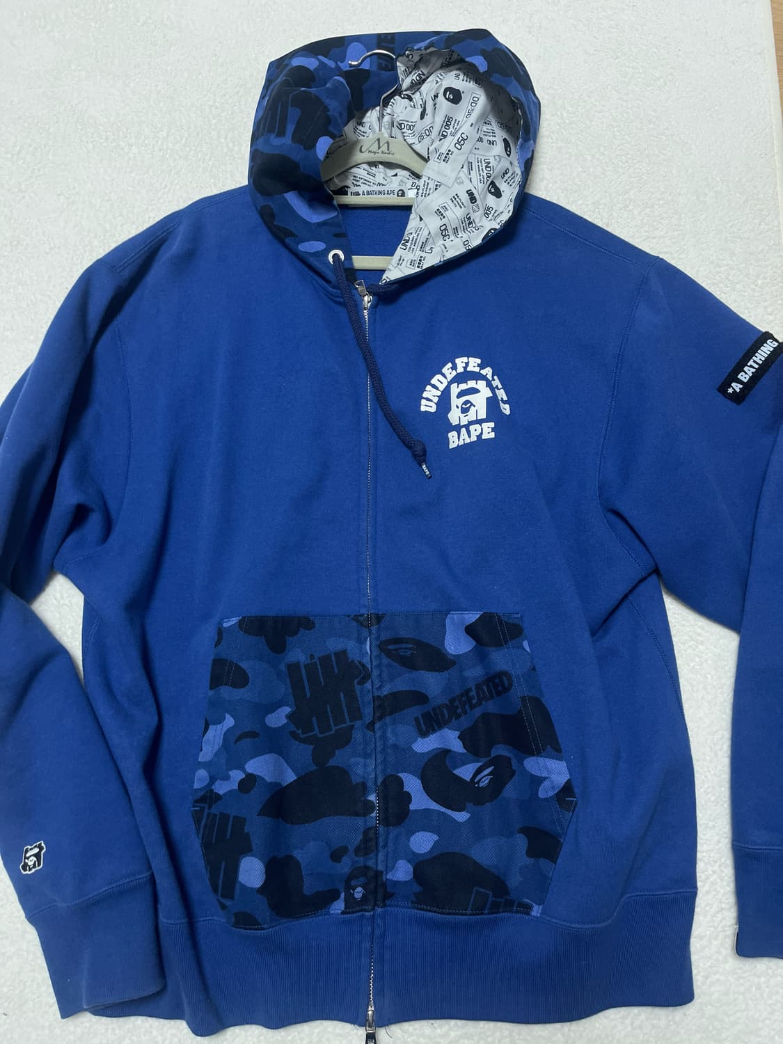 베이프xundeafeted 콜라보 블루 카모 후드집업 L 상품이미지1