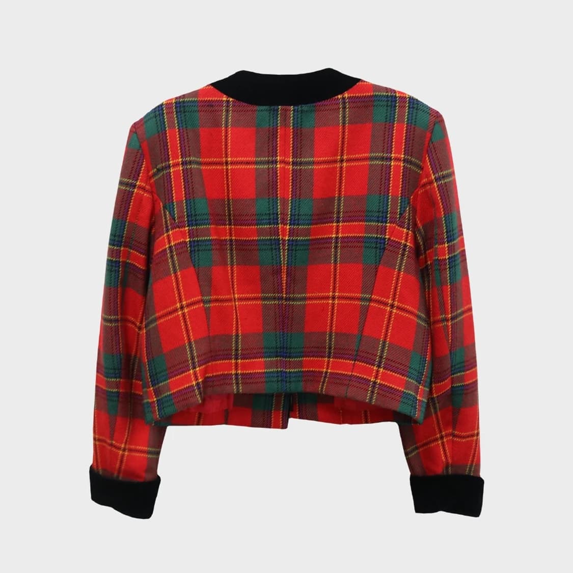 BELLMEA'D 레드 체크 울 크롭 자켓 60405 상품이미지2