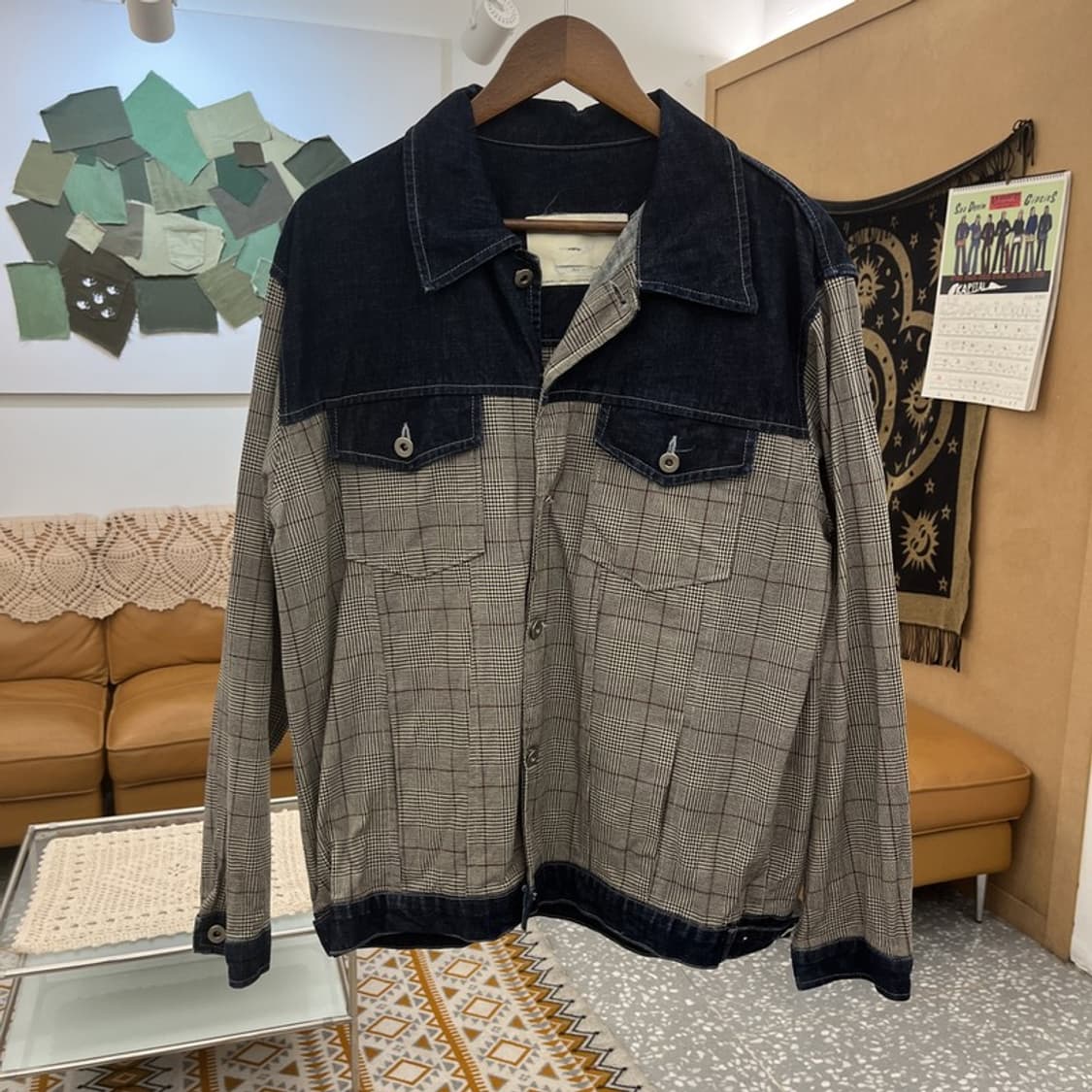 스와거 빈티지 컨트리 캐주얼 체크 트러커 데님 자켓 XL C11152 상품이미지3