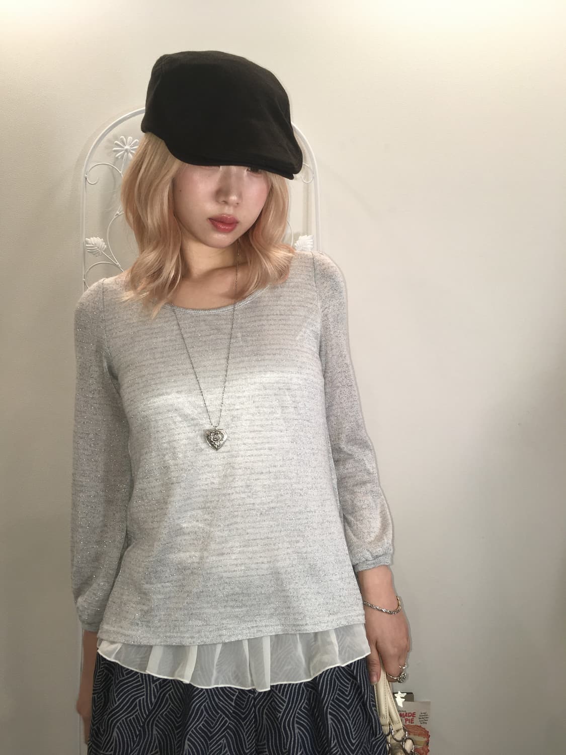 cecil mcbee 세실맥비 로걀갸루 리본 글리터탑 상품이미지2