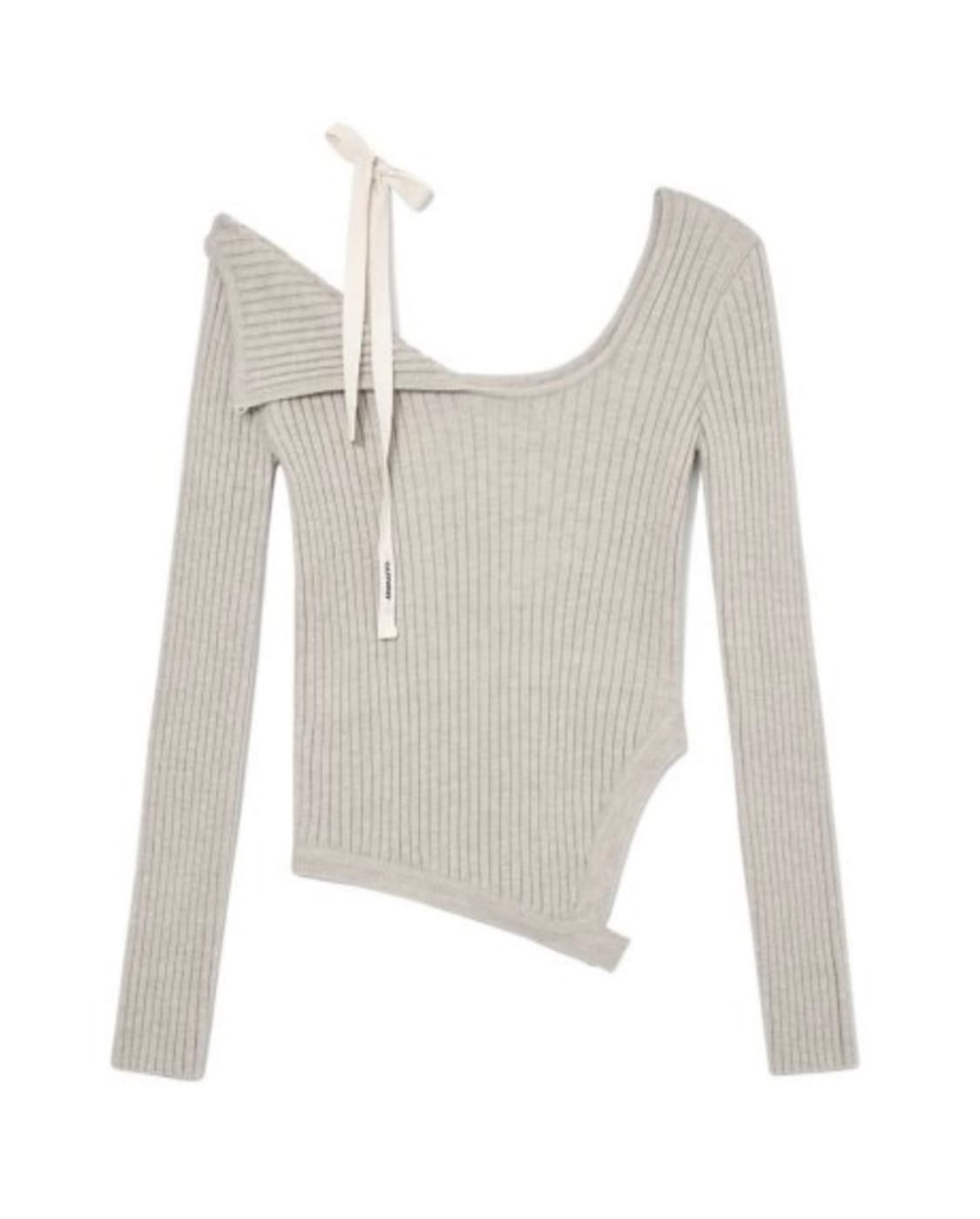 글로니 ISA Asymmetrical knit top oatmeal 상품이미지1