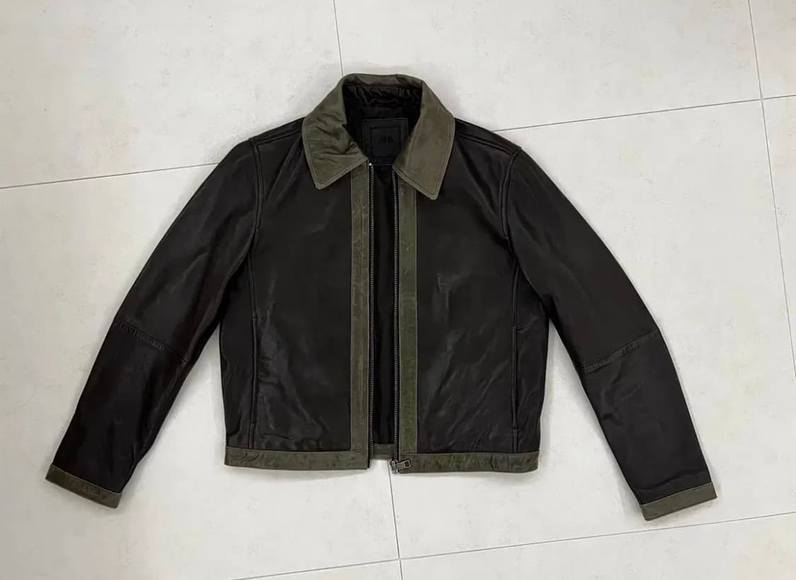 자라 콘트라스트 양가죽 레더 가죽 자켓 S (97) 새상품 상품이미지3