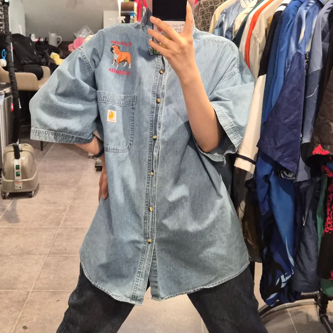 [NO.9] 칼하트 반팔 데님 셔츠 연청 상품이미지3