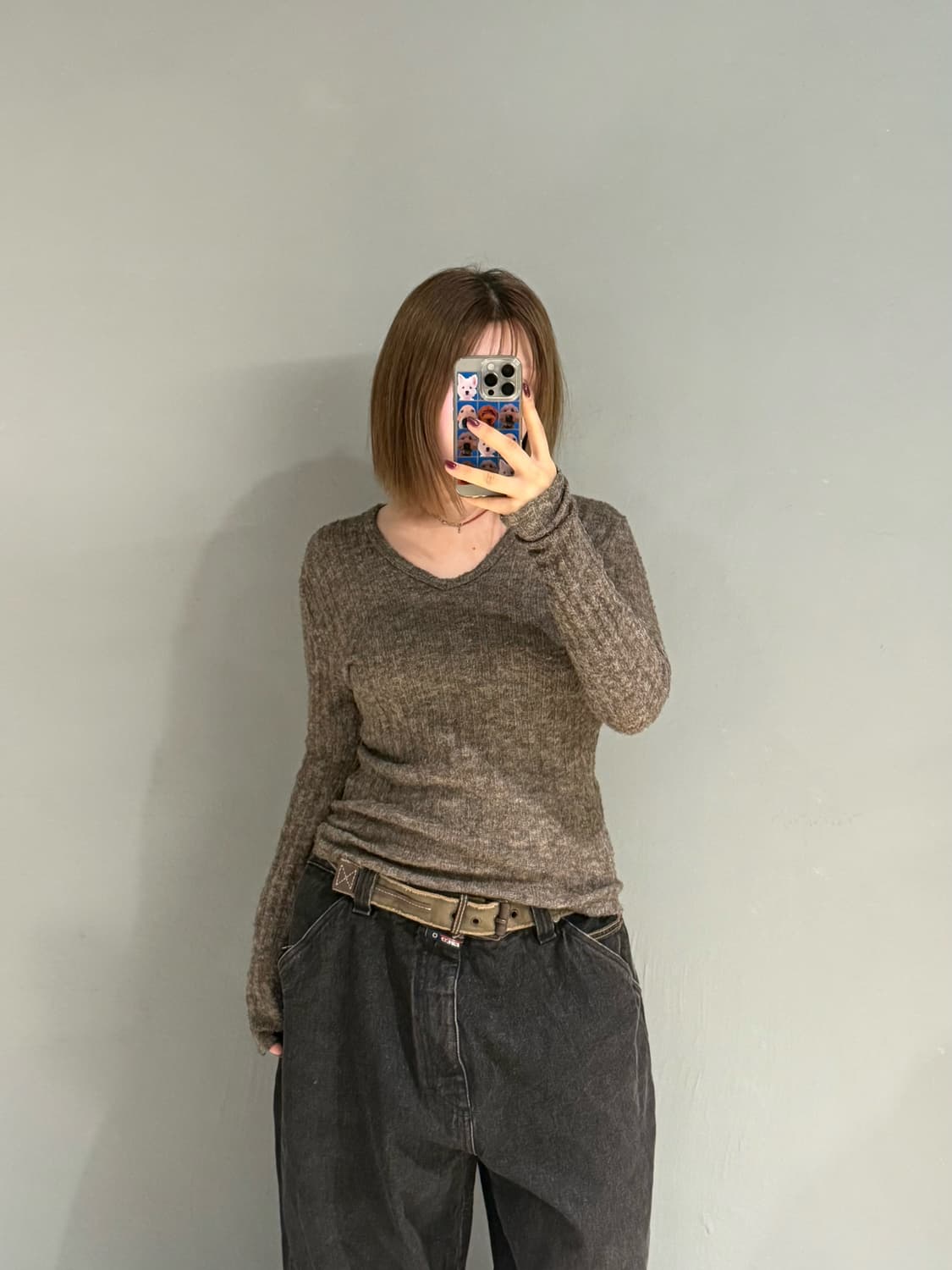 NO ID v-neck knit sleeve  상품이미지1