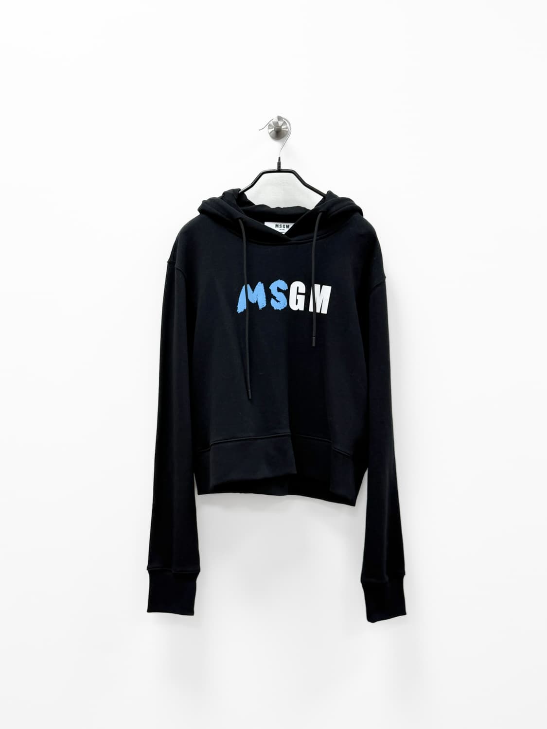 MSGM 페인티드 브러쉬 로고 크롭 후드 티셔츠 상품이미지2