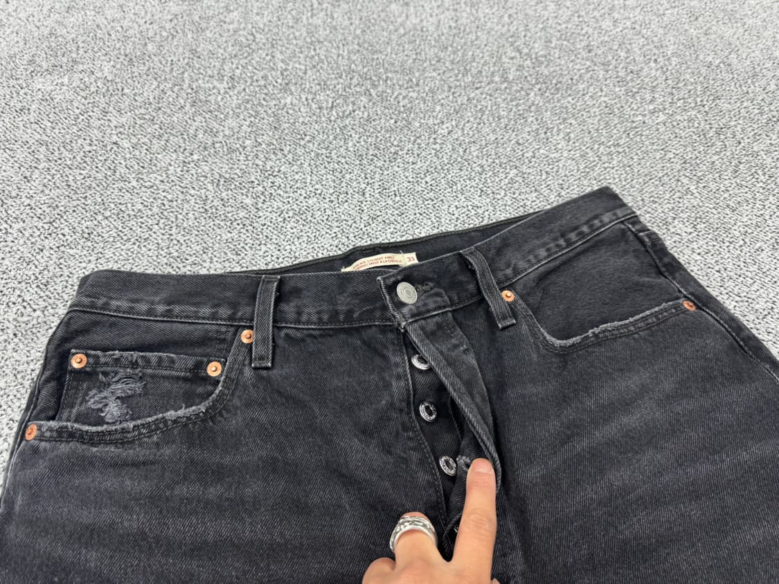 리바이스 립케이지 와이드 데미지 블랙데님 상품이미지4