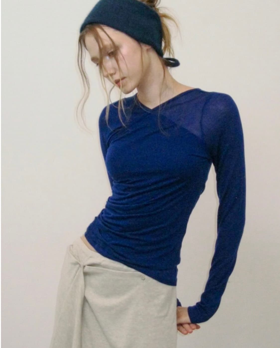 포에브 원숄더 레이어드티 블루 상품이미지1