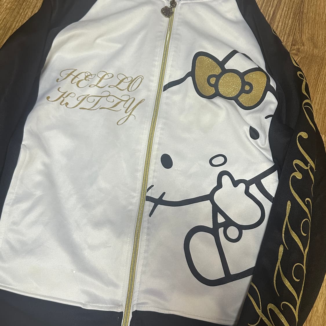 빈티지 키티 후드집업 점퍼 오네갸루 골드 로걀 라떼 오리엔탈 긱시크  상품이미지2