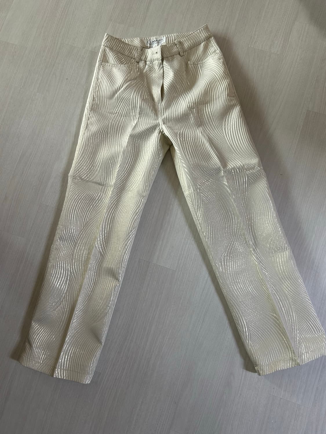 코스모스 자카드팬츠 화이트 상품이미지1