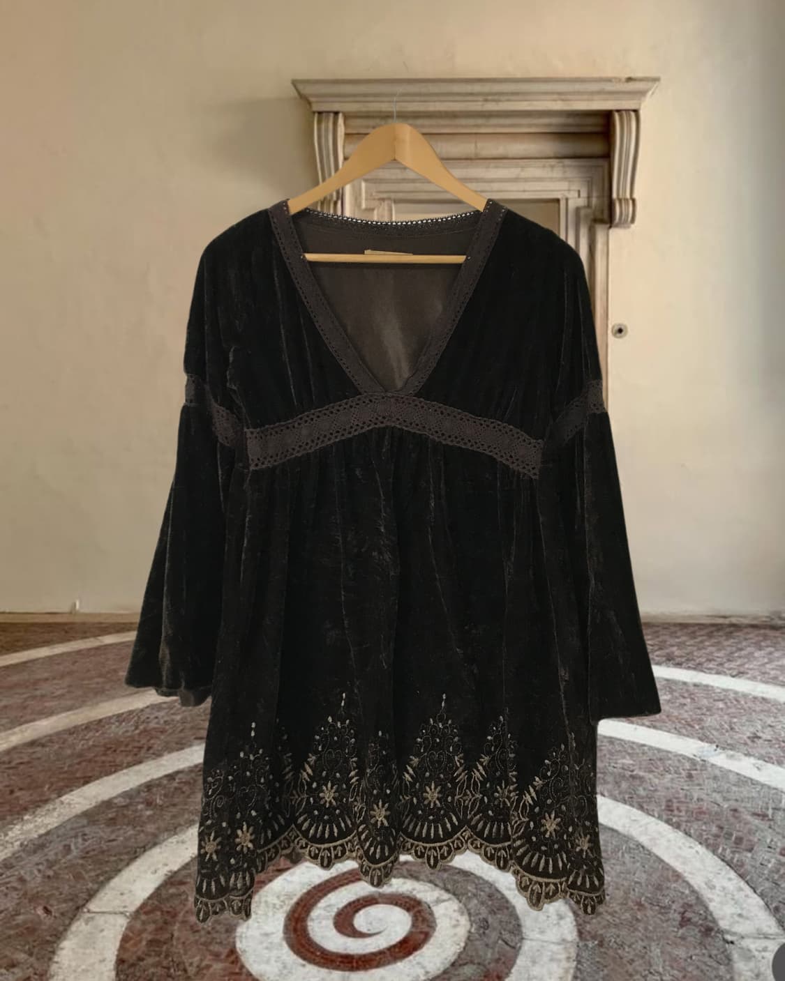 vintage velvet pattern one-piece 상품이미지9