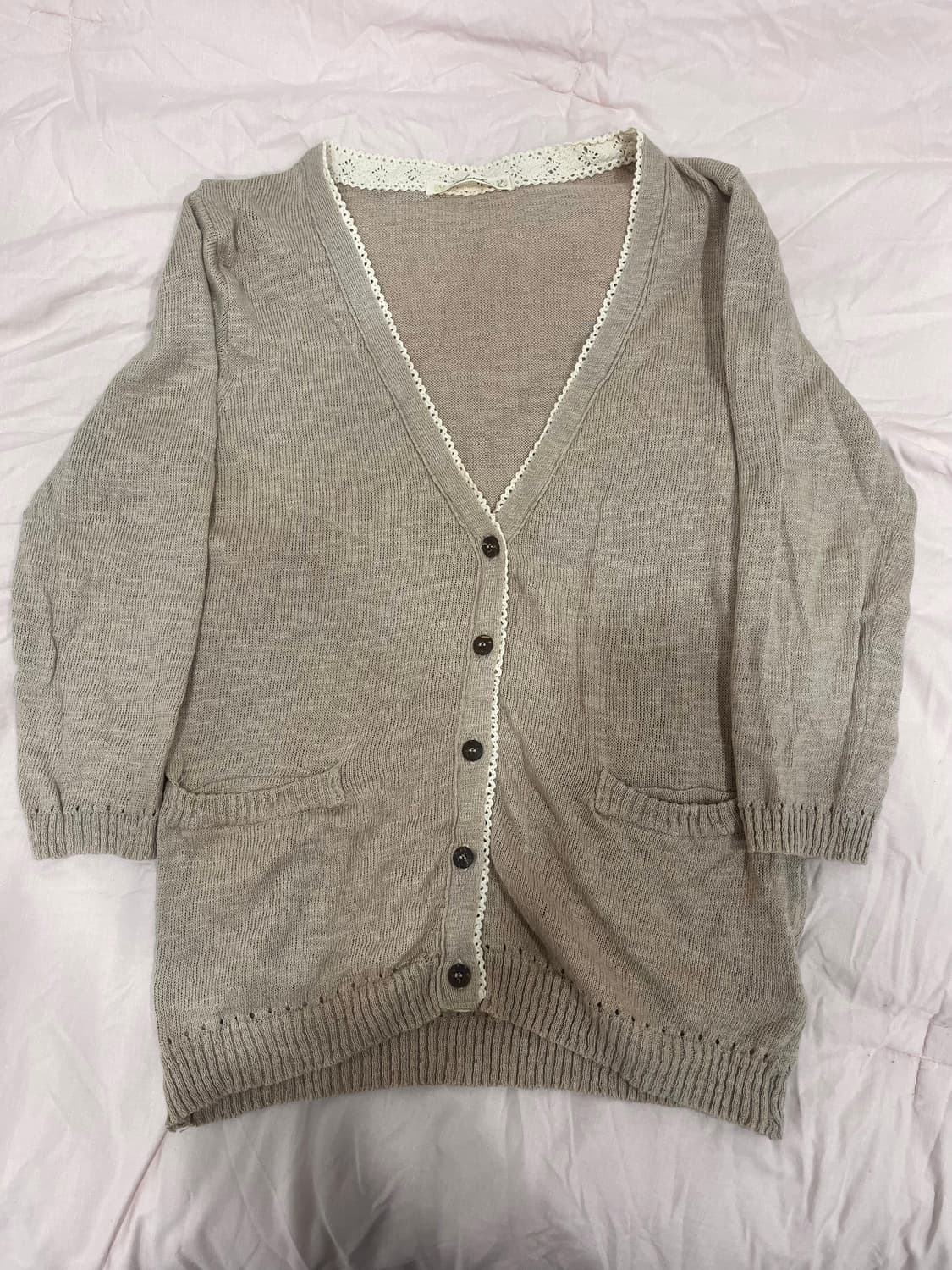 모리걸 레이스 연코코아 브라운 가디건 상품이미지1