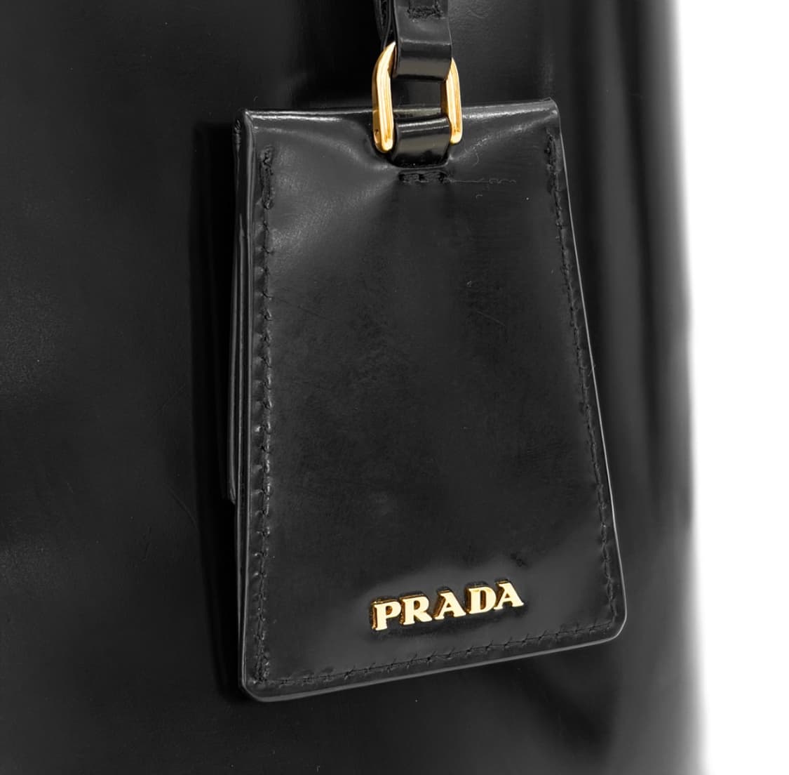 [M] 프라다 파니에 유광 브러시드 레더 버킷 백 토트백 미디움 블랙 상품이미지7