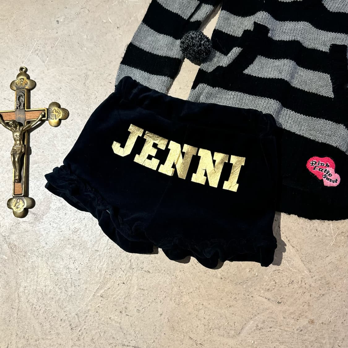 JENNI 프릴 벨벳 반바지 상품이미지1