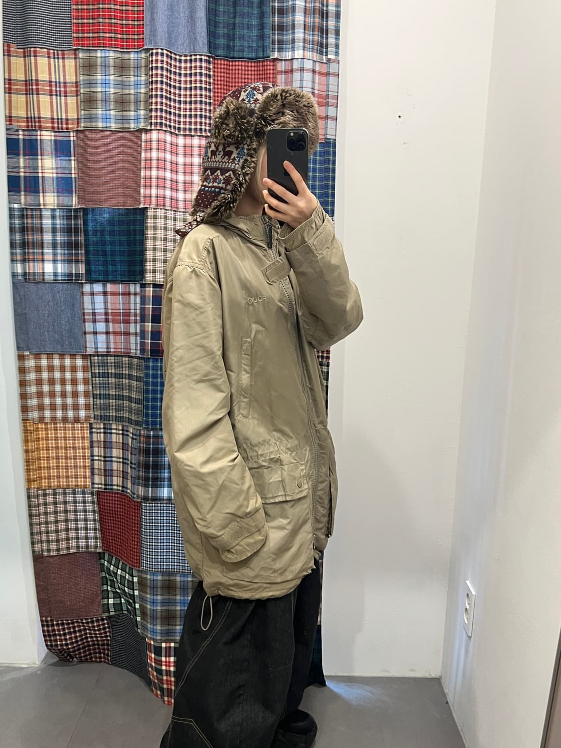 폴로 카키베이지 롱 바람막이 상품이미지3