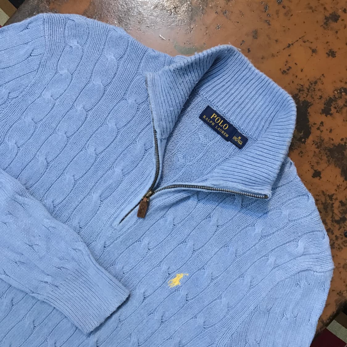 폴로랄프로렌 소라색 케이블 하프집업 풀오버 남성 105 사이즈 상품이미지3