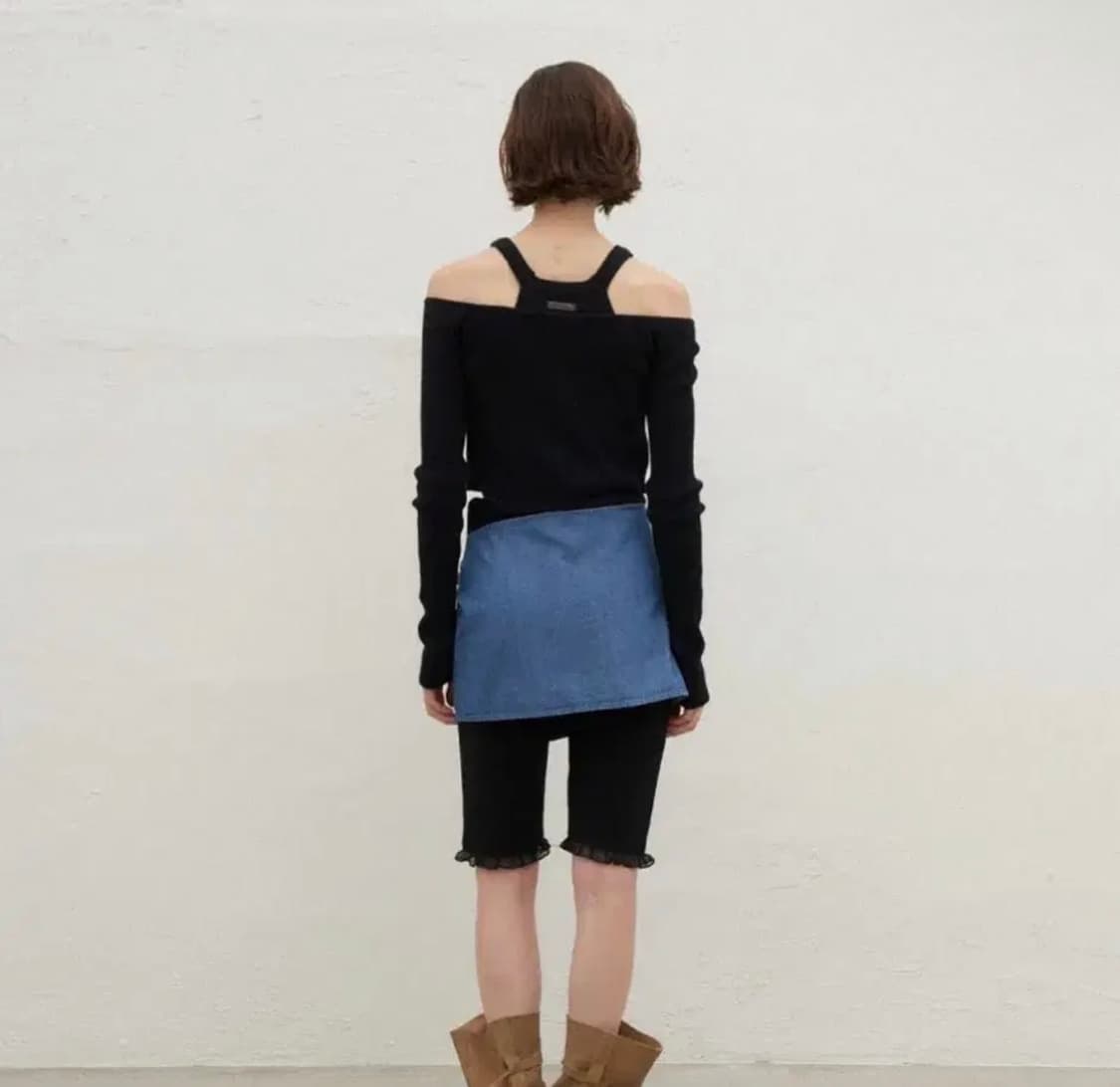 포에토 오프숄더 가디건&슬리브리스 세트[블랙] 상품이미지3