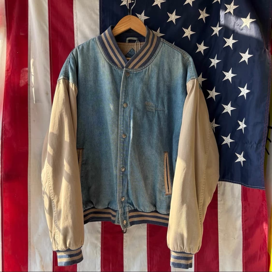 빈티지 헤비 데님 바시티 자켓 상품이미지1