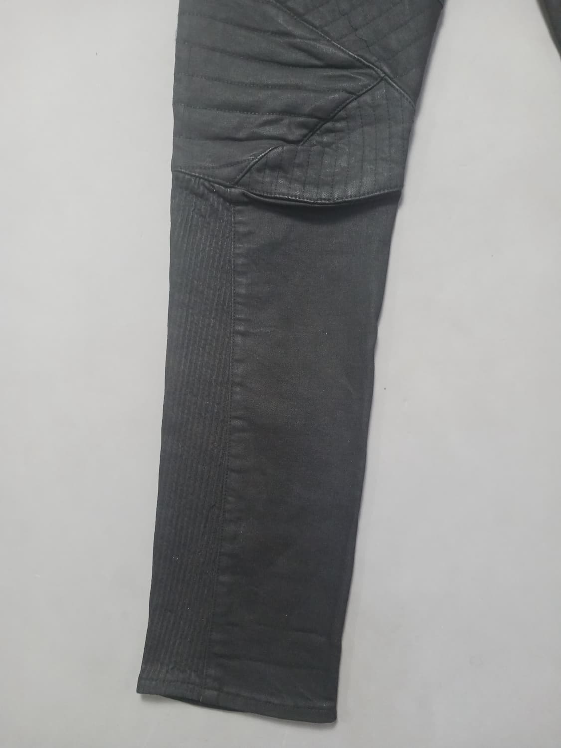 [33] 발망 왁스코팅 블랙 바이커진 청바지 상품이미지3