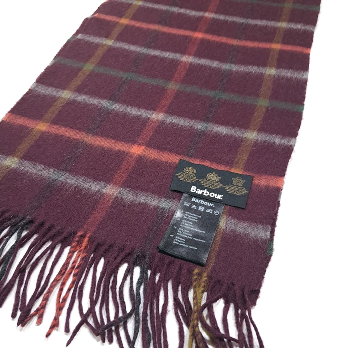 MX498 바버 울캐시미어 타탄체크 버건디 머플러 목도리 상품이미지3