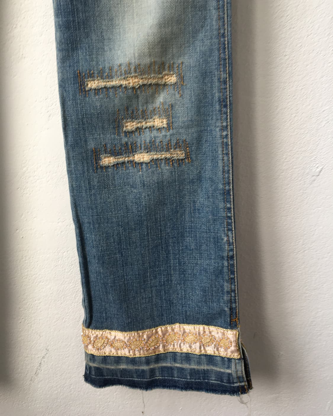 Beads trimming point denim pants 상품이미지3