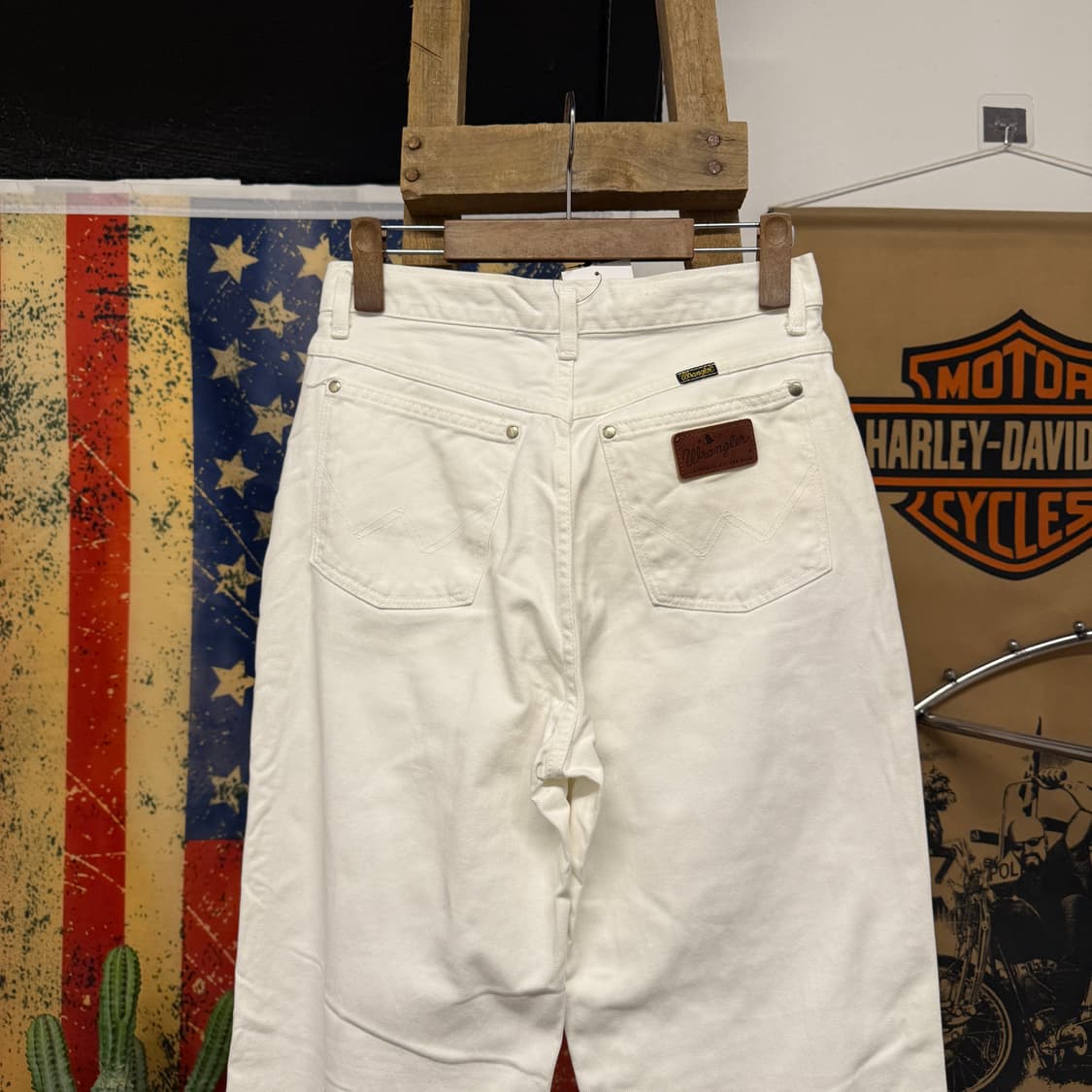 00s 랭글러 재팬라인 로데오 화이트 데님팬츠 레더탭 N864   상품이미지5