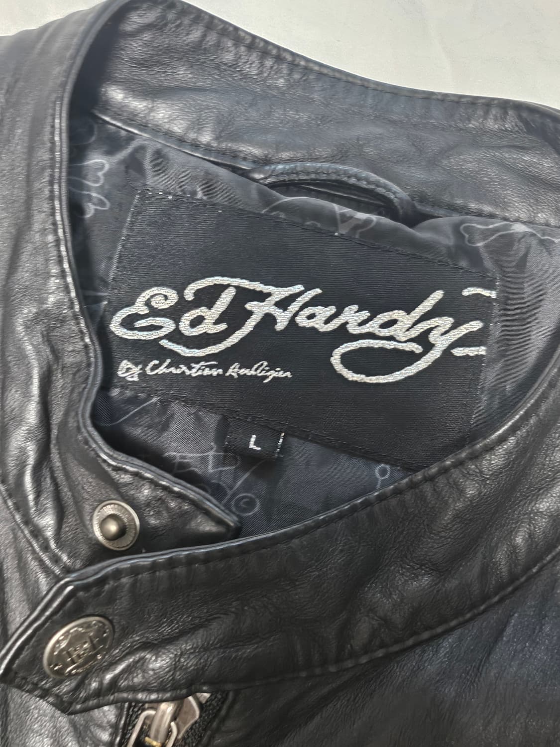 에드 하디 양가죽 자수 가죽자켓 L 상품이미지4