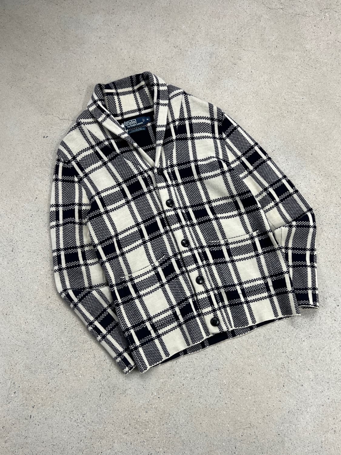 폴로 랄프로렌 램스울 숄카라 체크 가디건 상품이미지2