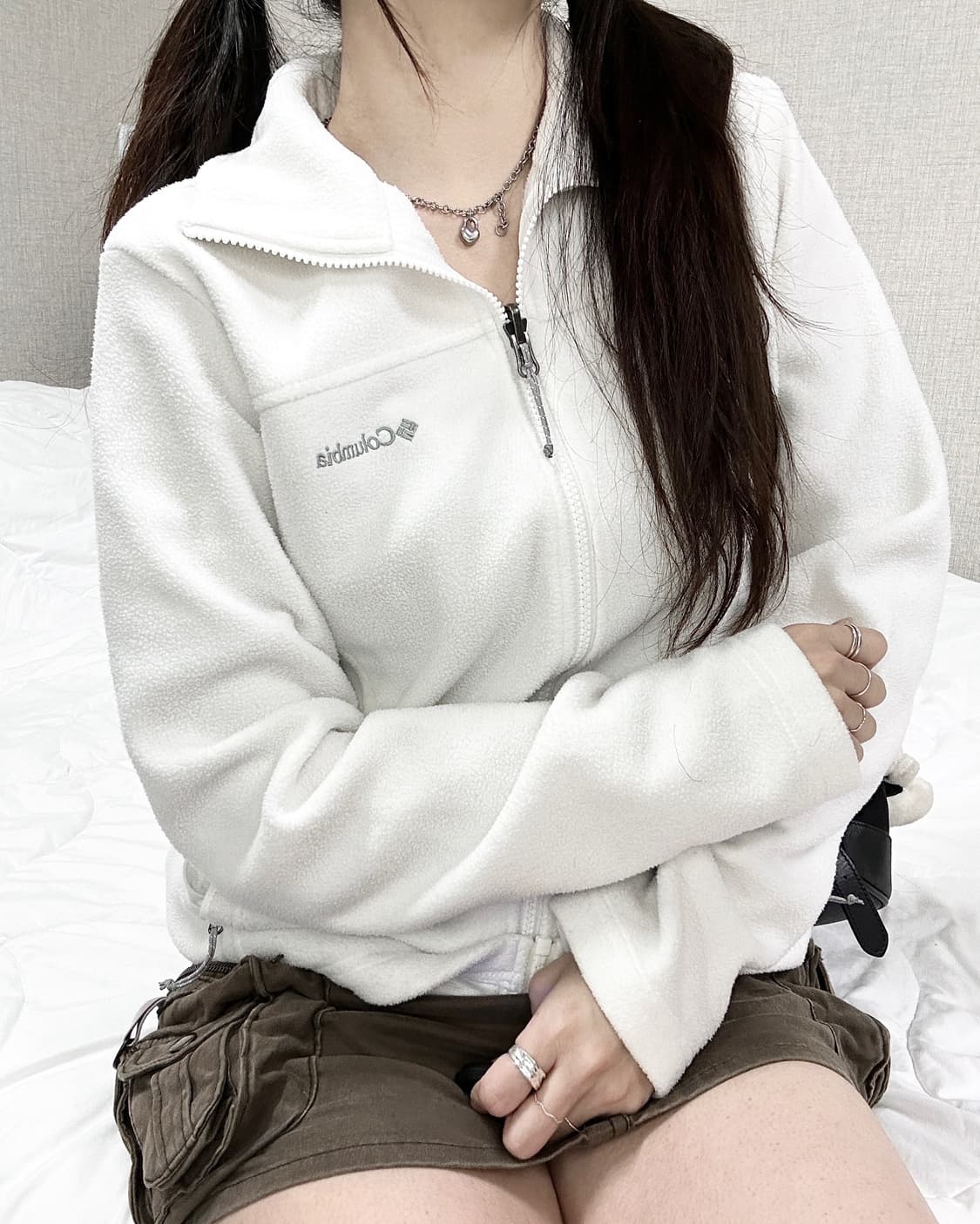 콜롬비아 화이트 플리스집업 상품이미지1