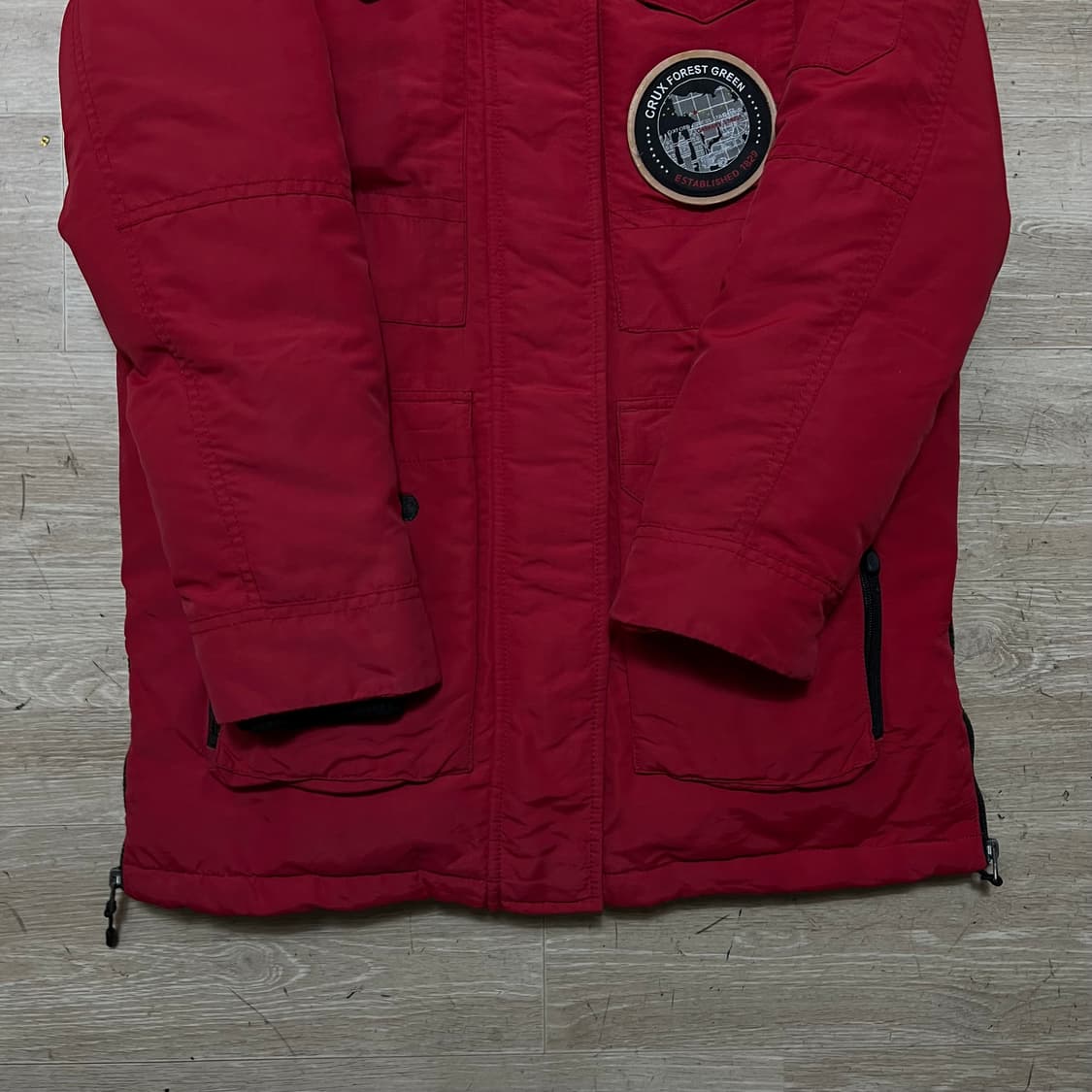 크룩스 포레스트 그린 덕다운 후드 패딩 점퍼 [딥 레드] S/90 상품이미지3