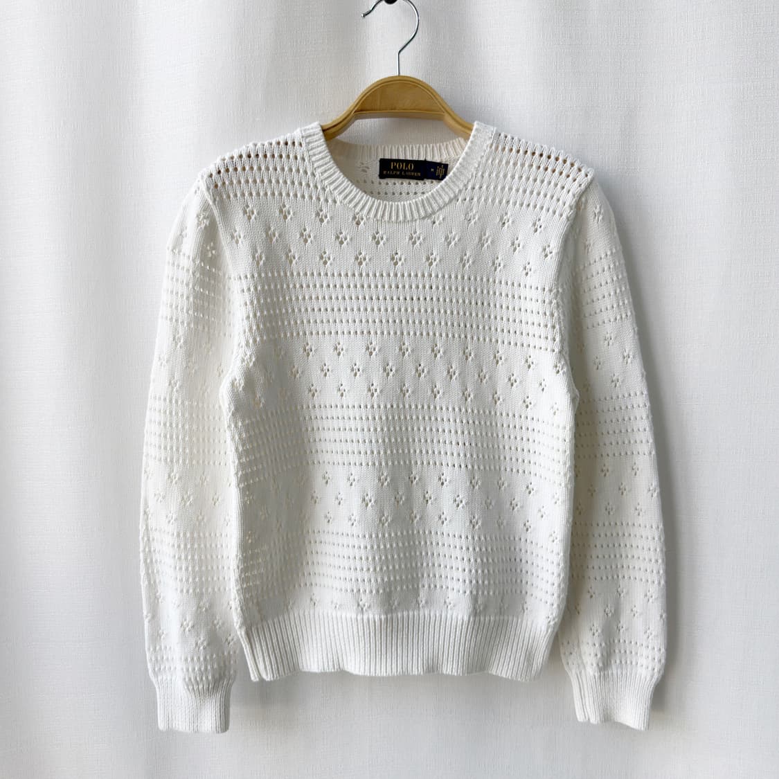 폴로 랄프로렌 코튼 아일렛 니트 화이트 M 상품이미지1