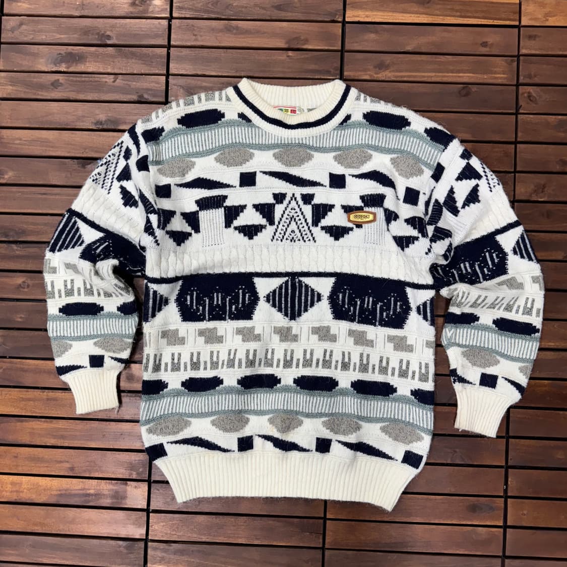 90s 골든타임 기하학 패턴 니트 (XL)  상품이미지1