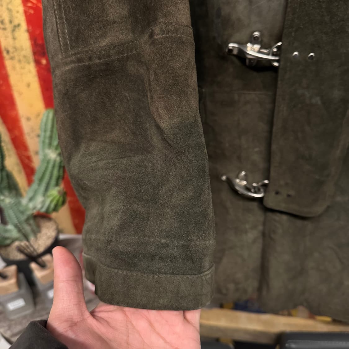 Made Italy 빈티지 스웨이드 파이어맨 코트 자켓 레더 N252 상품이미지5