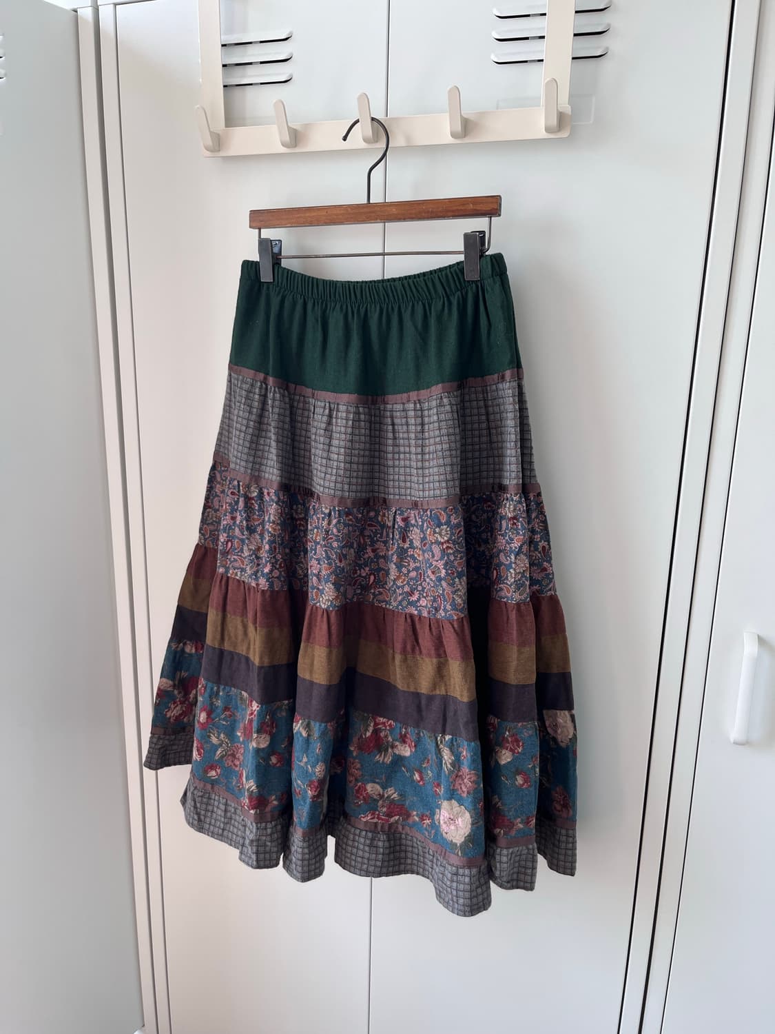 Vintage 그린 잔꽃 모리걸 패치 스커트 상품이미지2