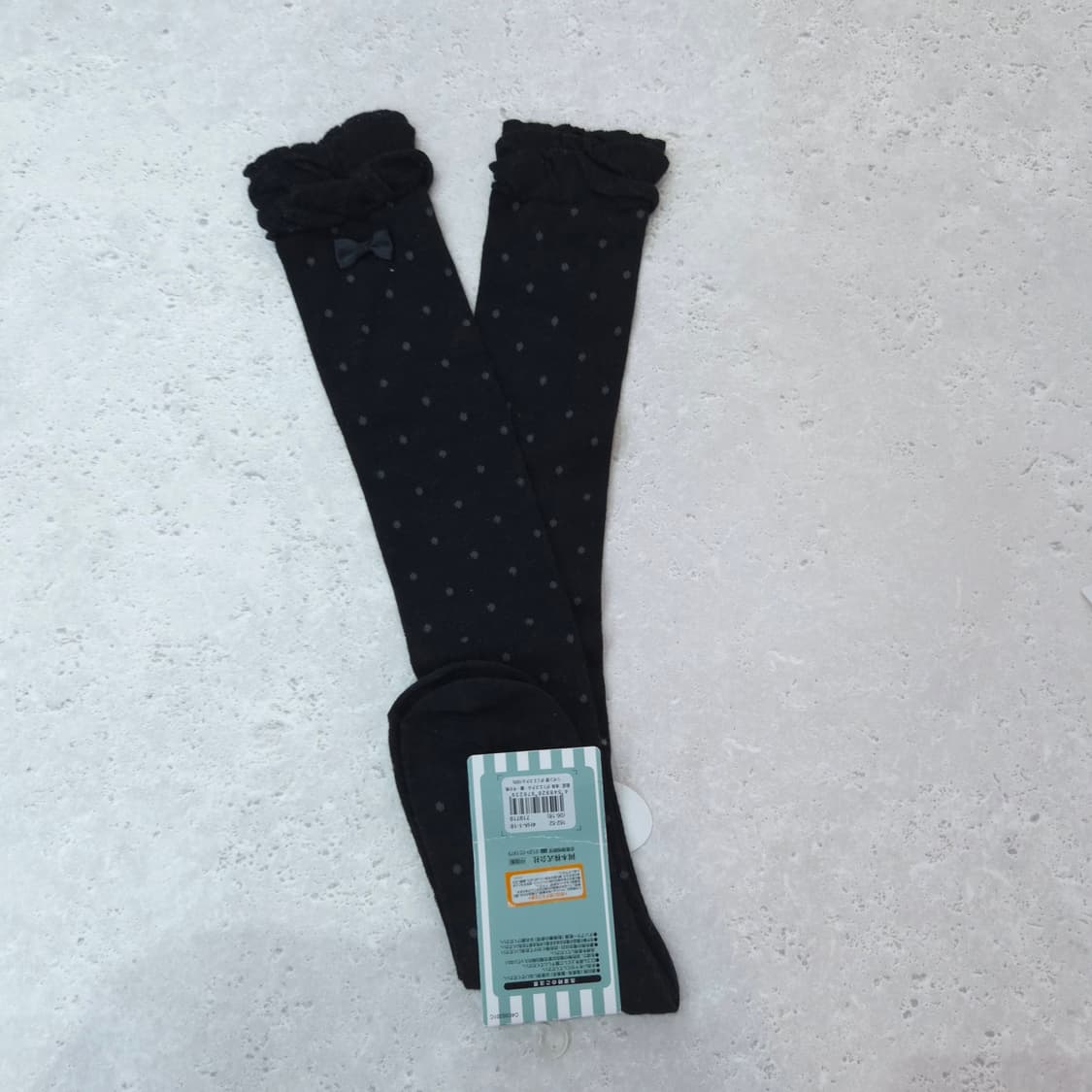 리본 도트 니하이 삭스 블랙 상품이미지2