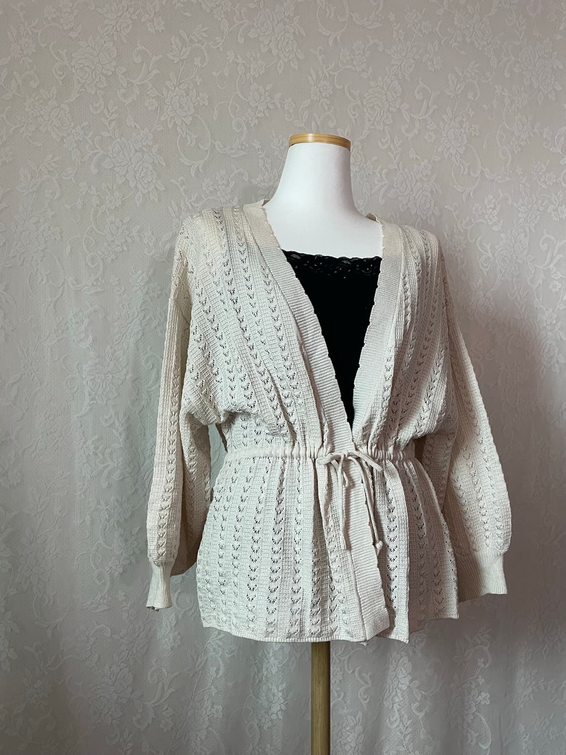 아이보리 니트 가디건 페미닌 레이스 상품이미지1