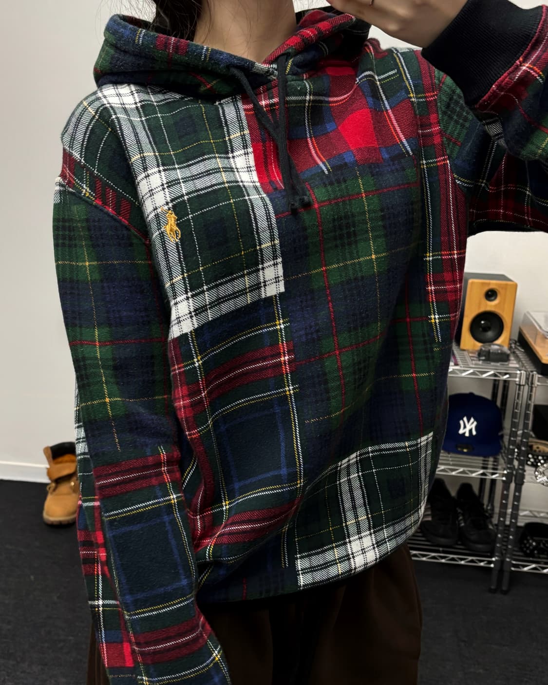 폴로 신형 마드라스 체크 후드티 상품이미지3