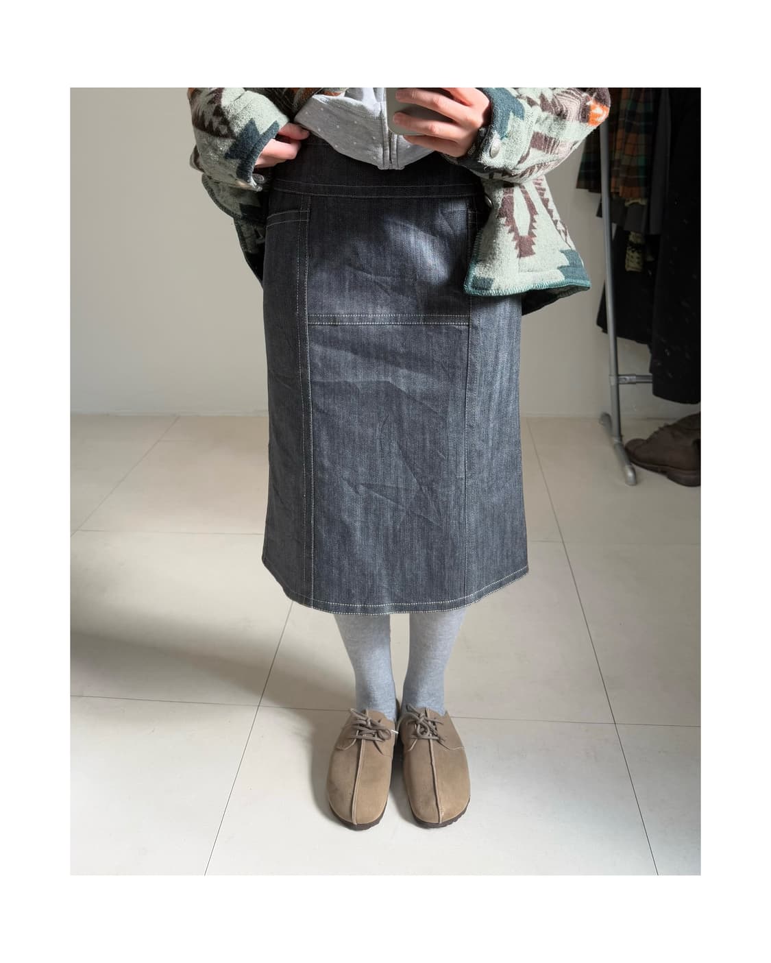 빈티지 코팅 데님 스커트 상품이미지1