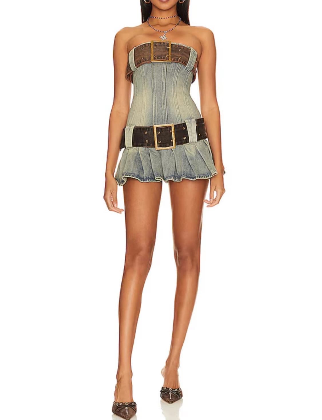 Jaded London 첼시 데님 킬트 미니드레스 상품이미지1