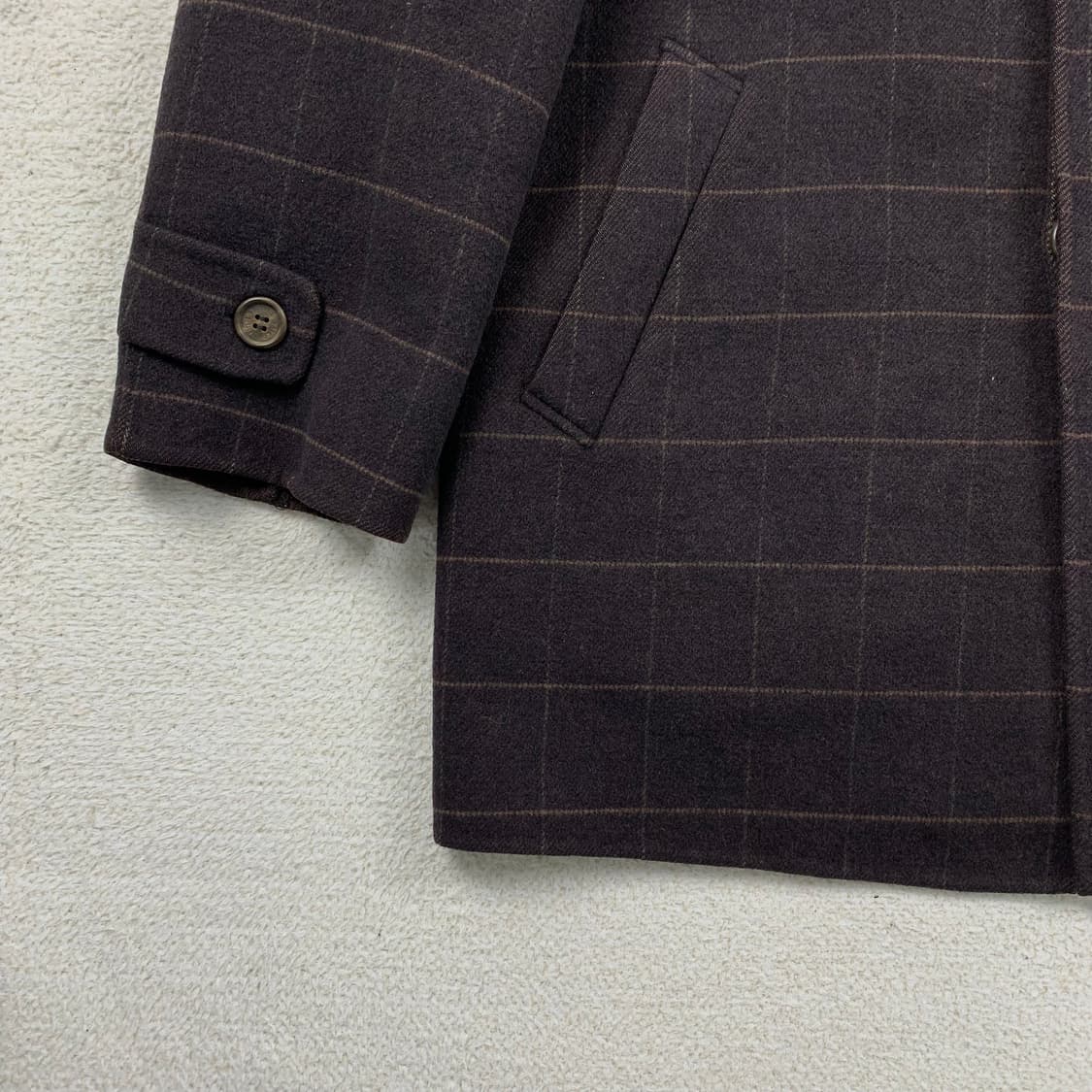 입생로랑 YSL 자수로고 브라운 체크 울 하프코트 상품이미지4