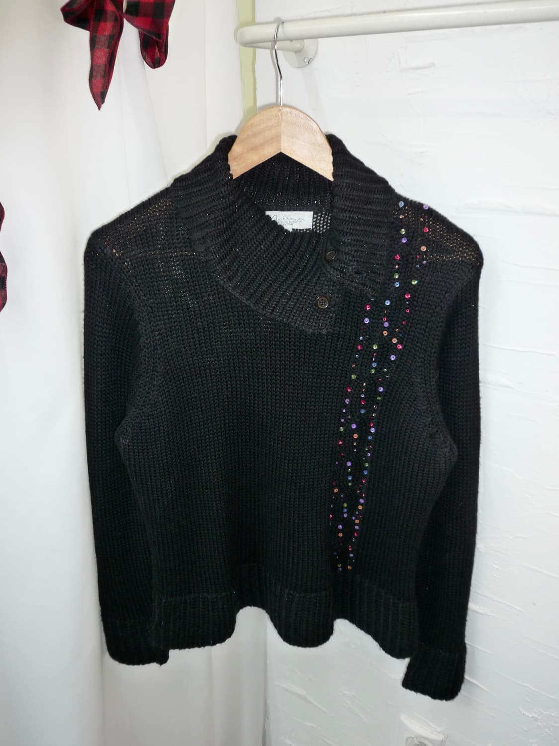 Bear beads black knit 상품이미지6