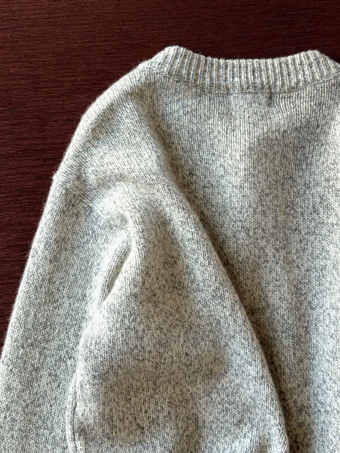 Patterned button neck heavy knit P/O 상품이미지5