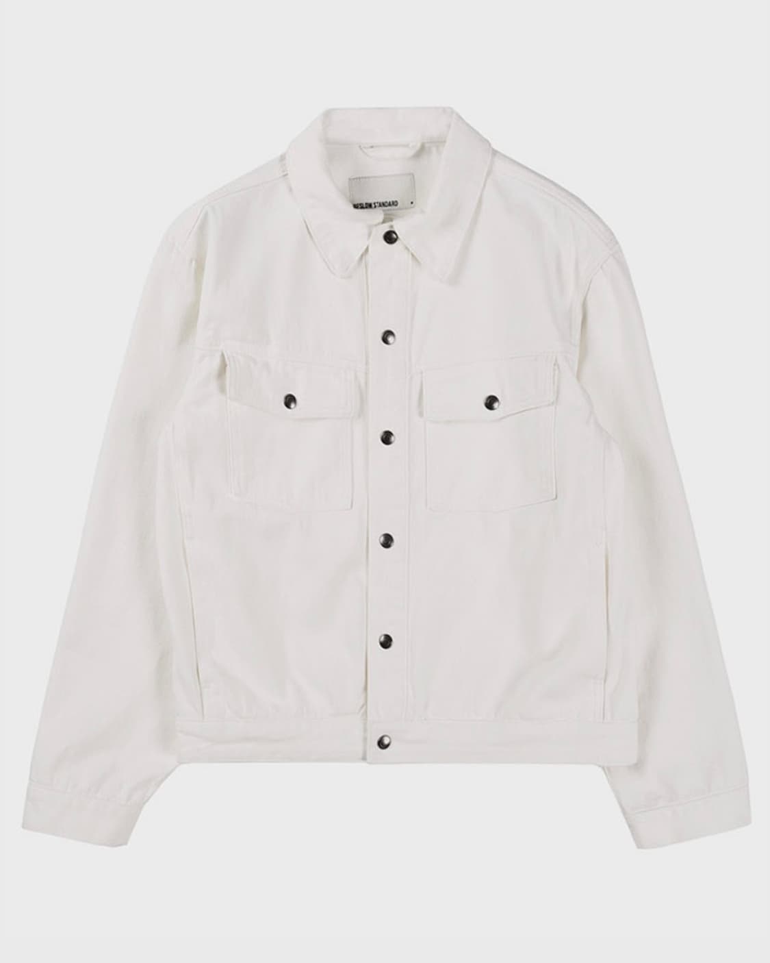 착샷 o) 비슬로우 스탠다드 트러커 자켓 화이트 L 상품이미지2