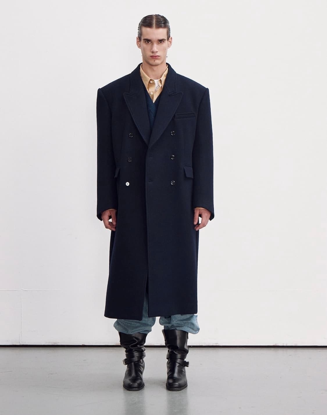 렉토 23FW 로버펠트 더블코트 네이비 M 상품이미지1