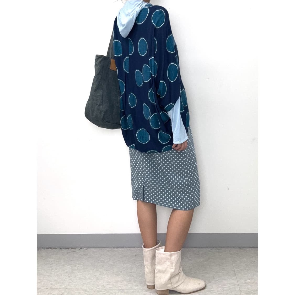 빈티지 블루 도트 모리걸 반팔 에스닉 상품이미지3