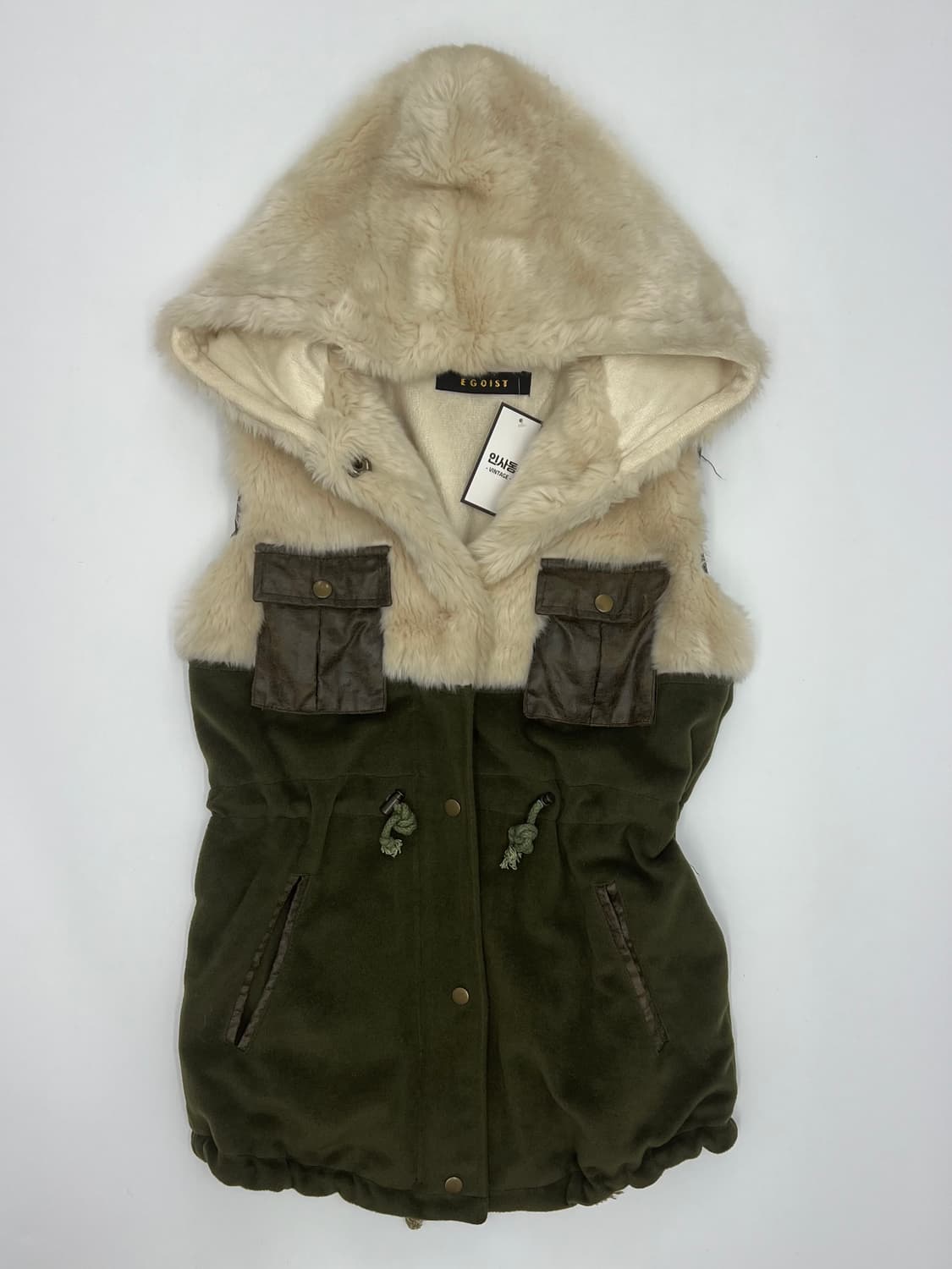 에고이스트 페이크 퍼 후드 베스트 상품이미지1