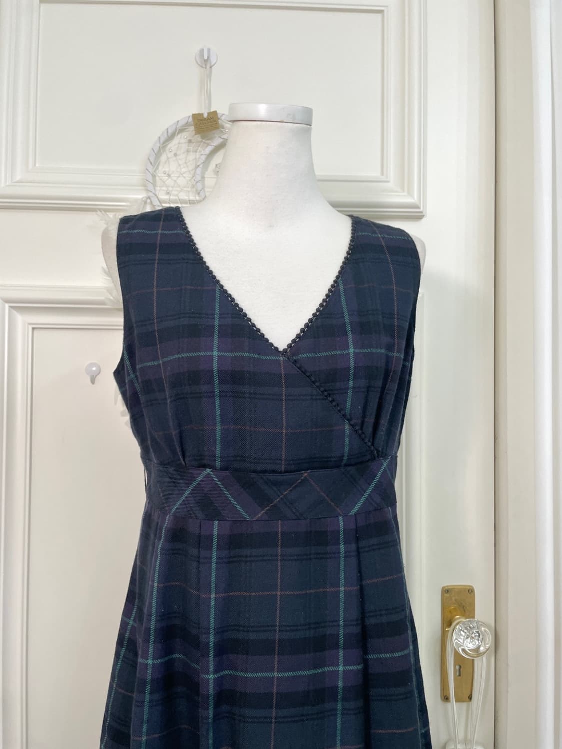 navy check pleats midi opc 상품이미지5